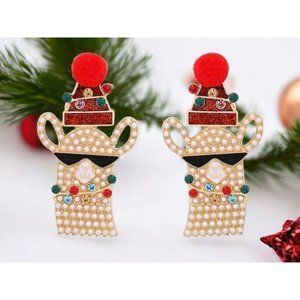Llama Christmas Earrings Santa Hat - Festive Holiday Jewelry for Party/Holiday